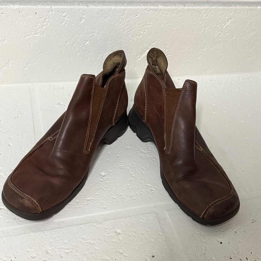 Timberland Brown Leather Ankle Boots Women’s Size 9 Smart Comfort Slip-On - Picture 10 of 16